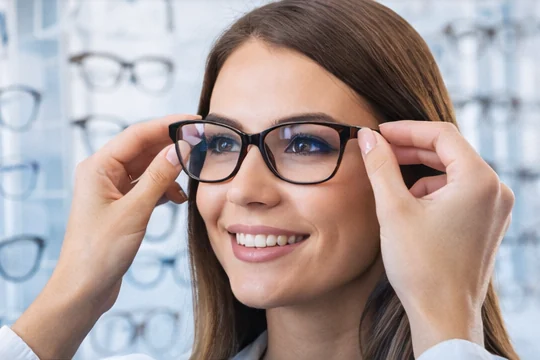 Patient trying on new spectacles